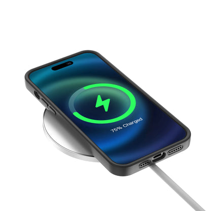 Apple cover compatible with MagSafe wireless charging ,iphone 16 pro case shown in action with green charge indicator