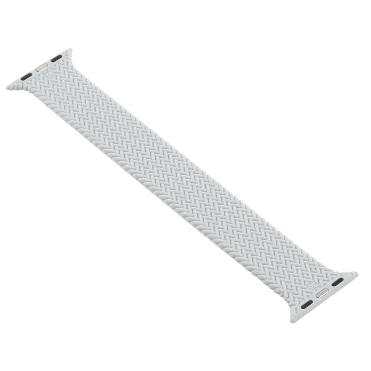 Single grey braided apple watch straps showing flexible texture and smooth fit.