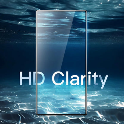 Close up of a S24 Ultra tempered glass showcasing its vibrant HD display and sleek design