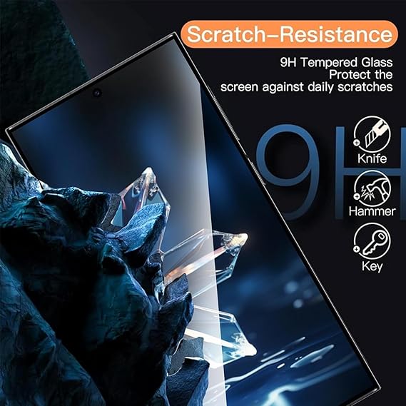 Tempered glass screen protector designed for S24 Ultra model ensuring durability and clarity