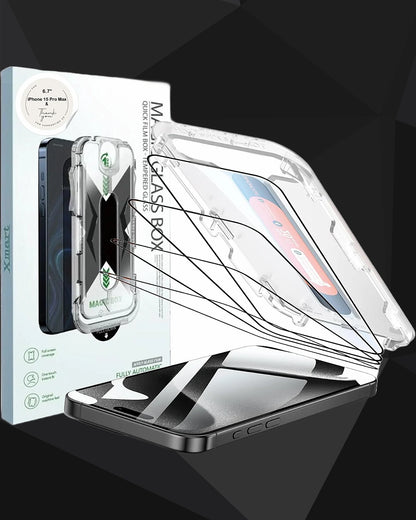 iphone 15 pro max encased in a clear case with a tempered glass, combining style and protection for everyday use.