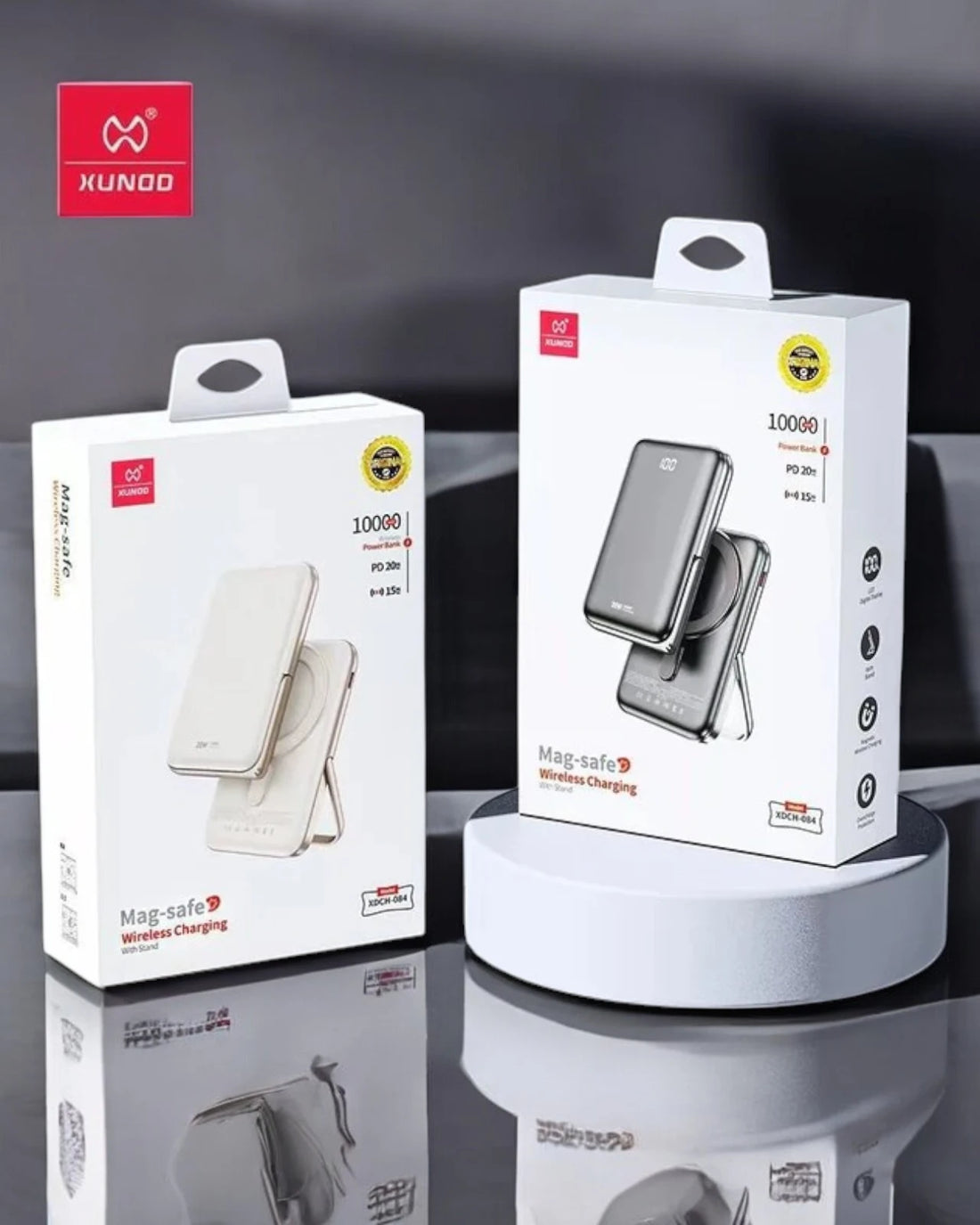 XUNDO XDCH 084 10,000mAh power bank  featuring 15W wireless and 20W wired charging support 
