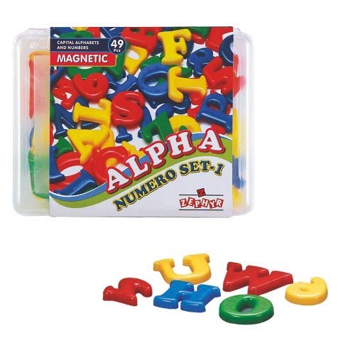  A vibrant set of magnetic alphabet letters in various colors, perfect for teaching spelling and word formation.