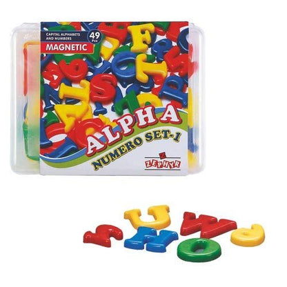  A vibrant set of magnetic alphabet letters in various colors, perfect for teaching spelling and word formation.