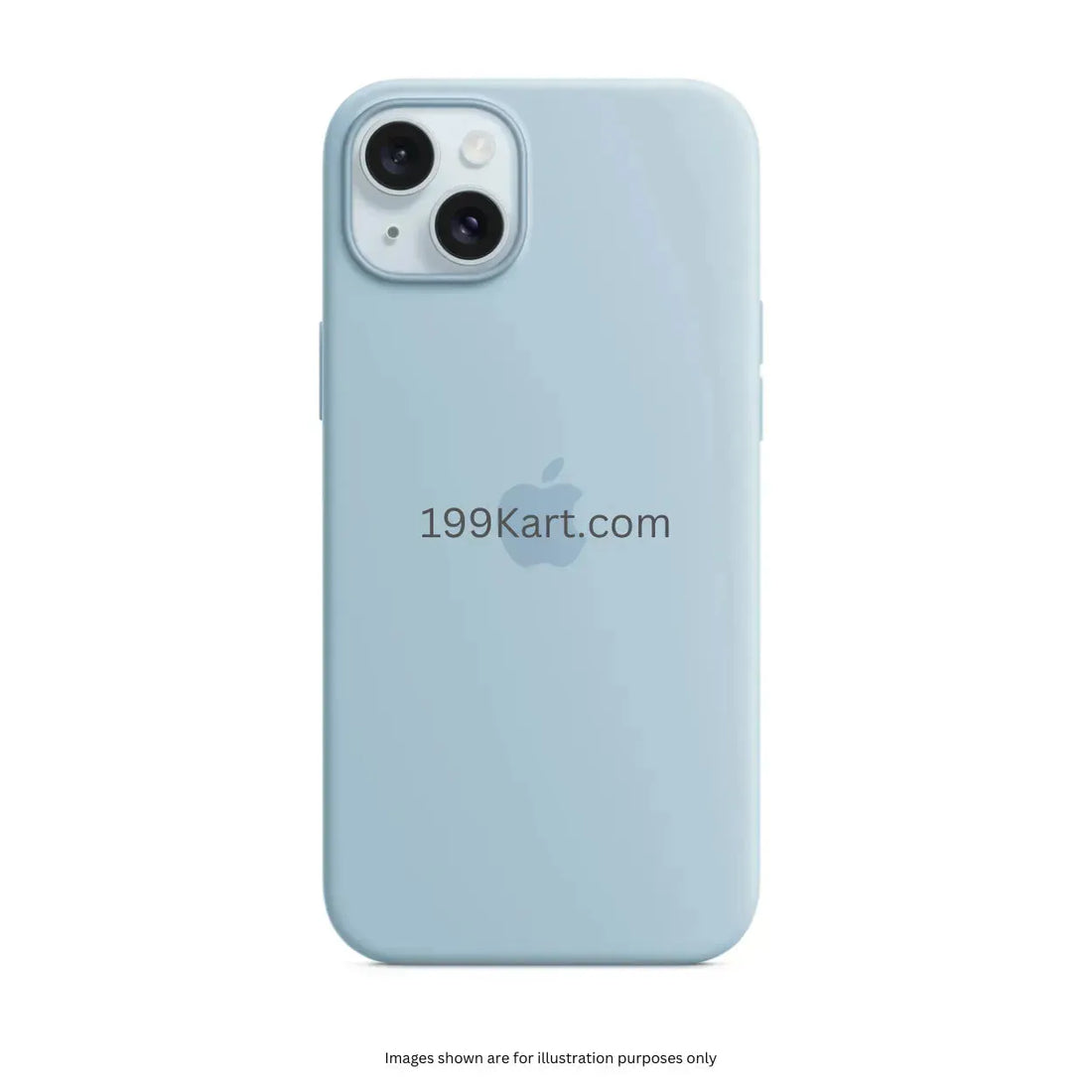 Sky blue silicone iPhone cover, smooth texture, minimal design iphone 15 cover