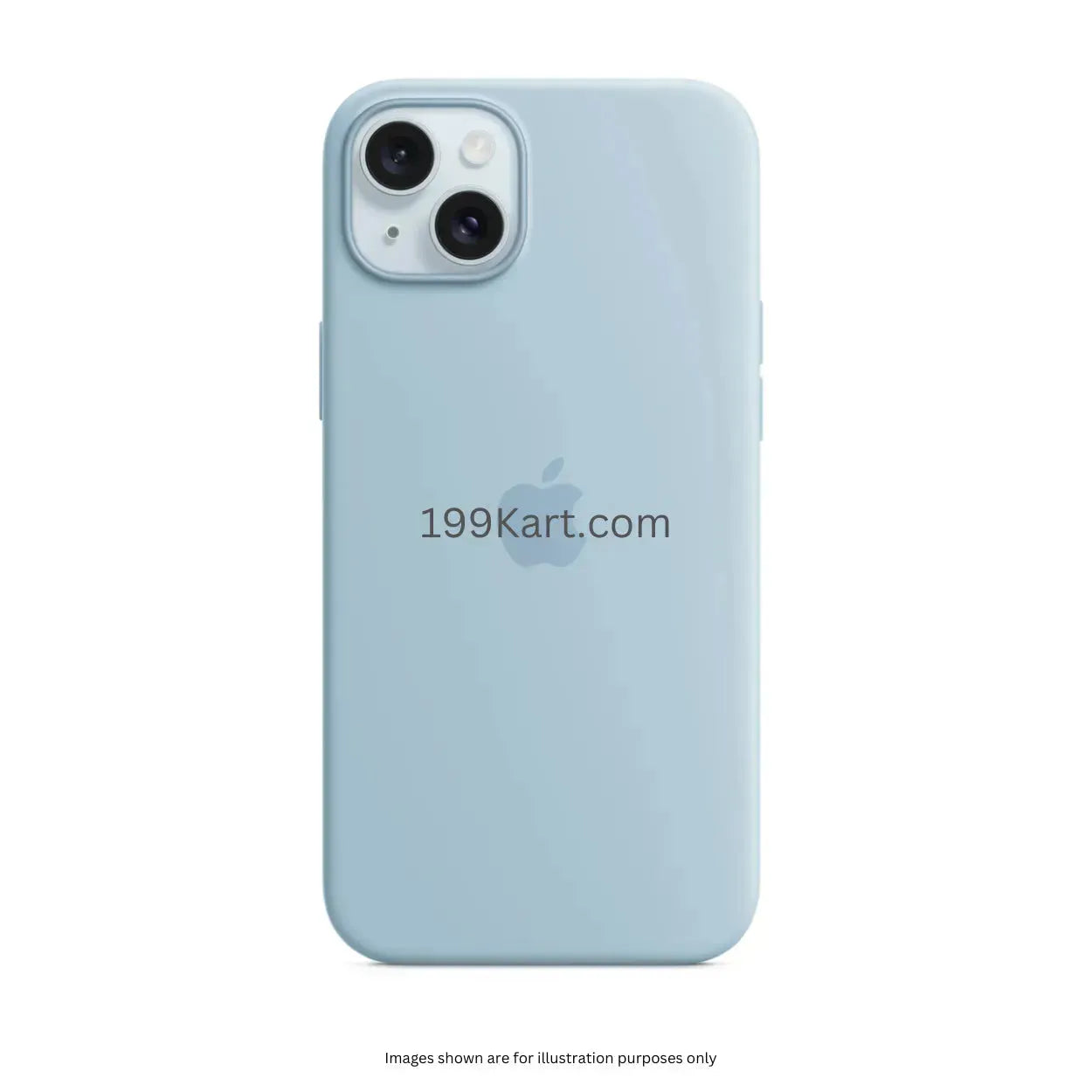 Sky blue silicone iPhone cover, smooth texture, minimal design iphone 15 cover