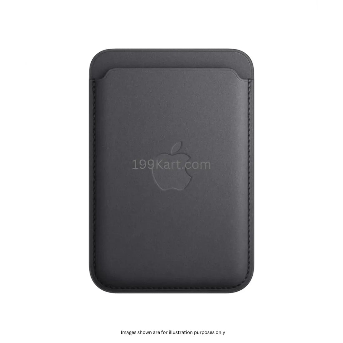 Elegant black Apple MagSafe wallet with FineWoven finish,card holder designed for minimalists who value sleek functionality.