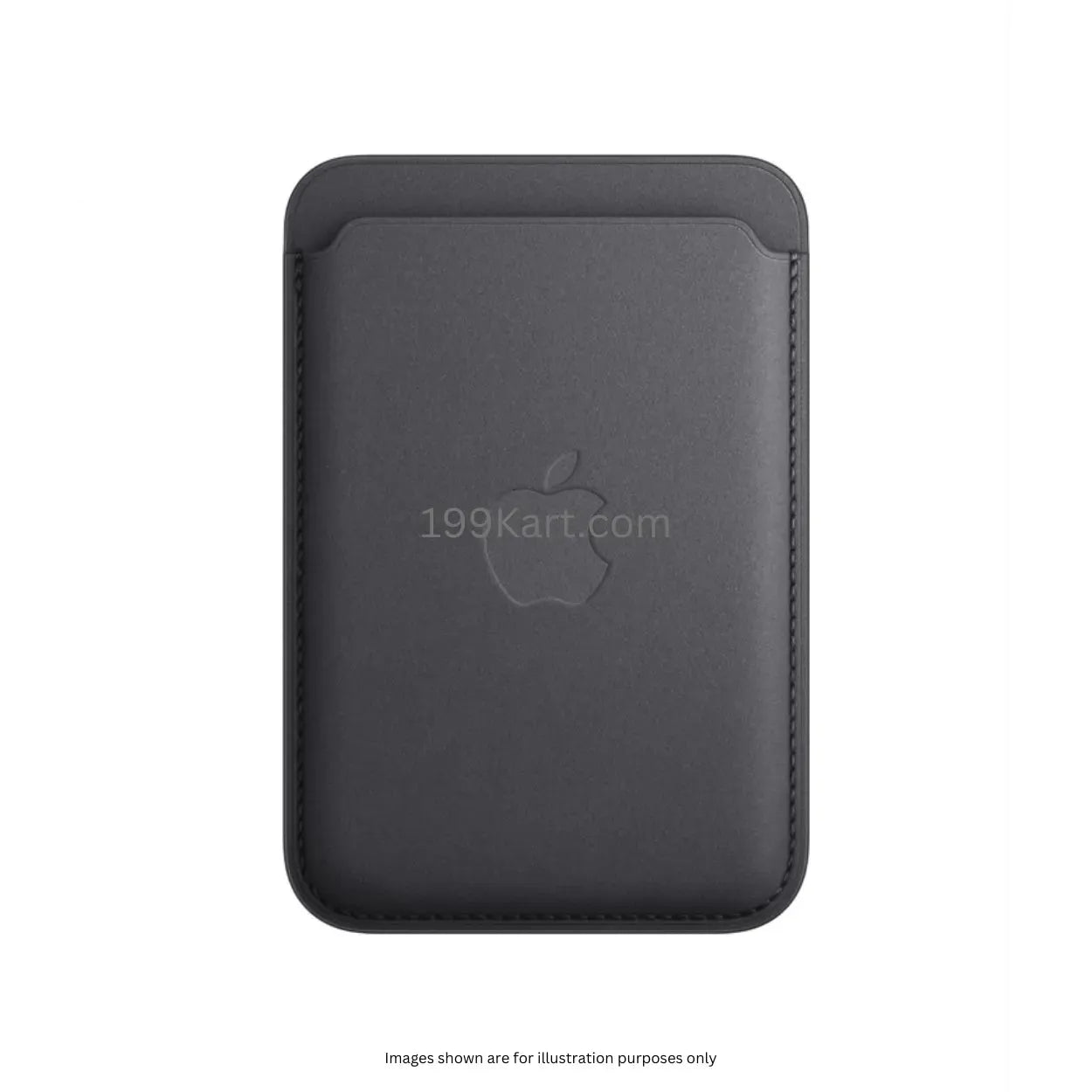 Elegant black Apple MagSafe wallet with FineWoven finish,card holder designed for minimalists who value sleek functionality.