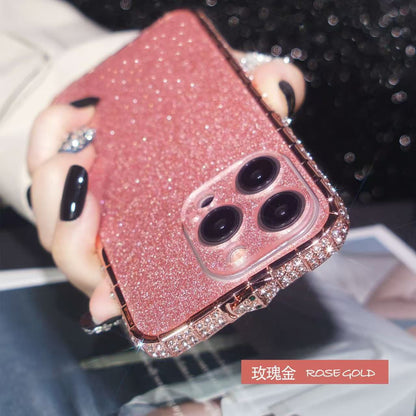 Elegant rose gold diamond encrusted iPhone case for iphone 16 pro max cover featuring a dazzling sparkle finish and premium protection