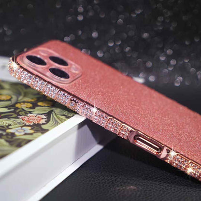  Durable yet stylish iphone case for iphone 16 pro max cover featuring a glossy glitter back and jeweled frame, ideal for trendsetters