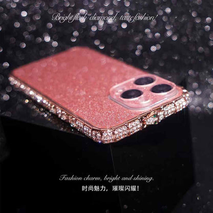  Chic pink glitter iPhone case for iphone 16 pro max cover for  with rhinestone edges, offering a luxurious and trendy look while keeping your device safe.