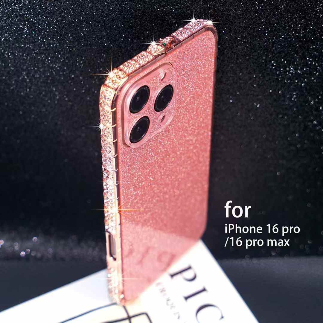  Full body shockproof apple cover for iphone 16 pro max cover with shimmering crystal details, enhancing your phone’s beauty and safety.