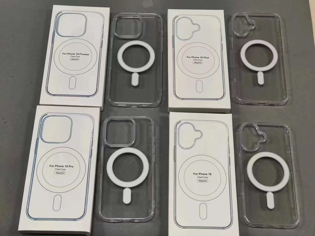 Multiple magsafe compatible  transparent mobile covers for iphone 16 plus cover with packaging, designed for strong magnetic attachment and seamless wireless charging