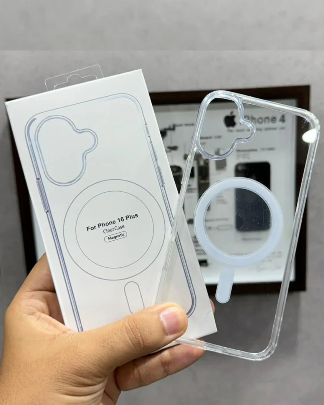 Transparent MagSafe compatible iPhone cover with a strong magnetic ring for wireless charging support, iphone 16 plus cover offering a sleek and protective design
