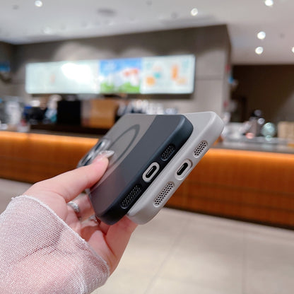  Closeup of the  MagSafe iPhone case, iphone 16 plus cover highlighting the side view with precise cutouts for charging ports and buttons, ensuring full accessibility