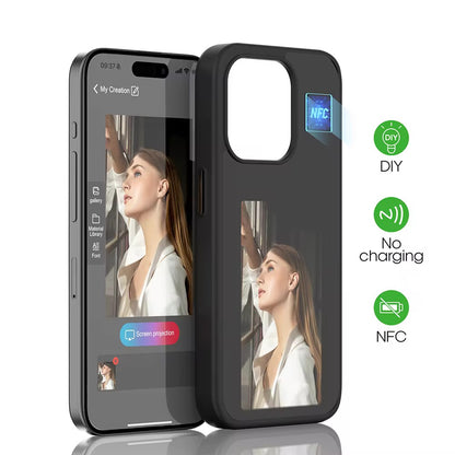 Modern iPhone cases for iphone 15 pro max cover featuring a smart screen that displays images or art via NFC connection
