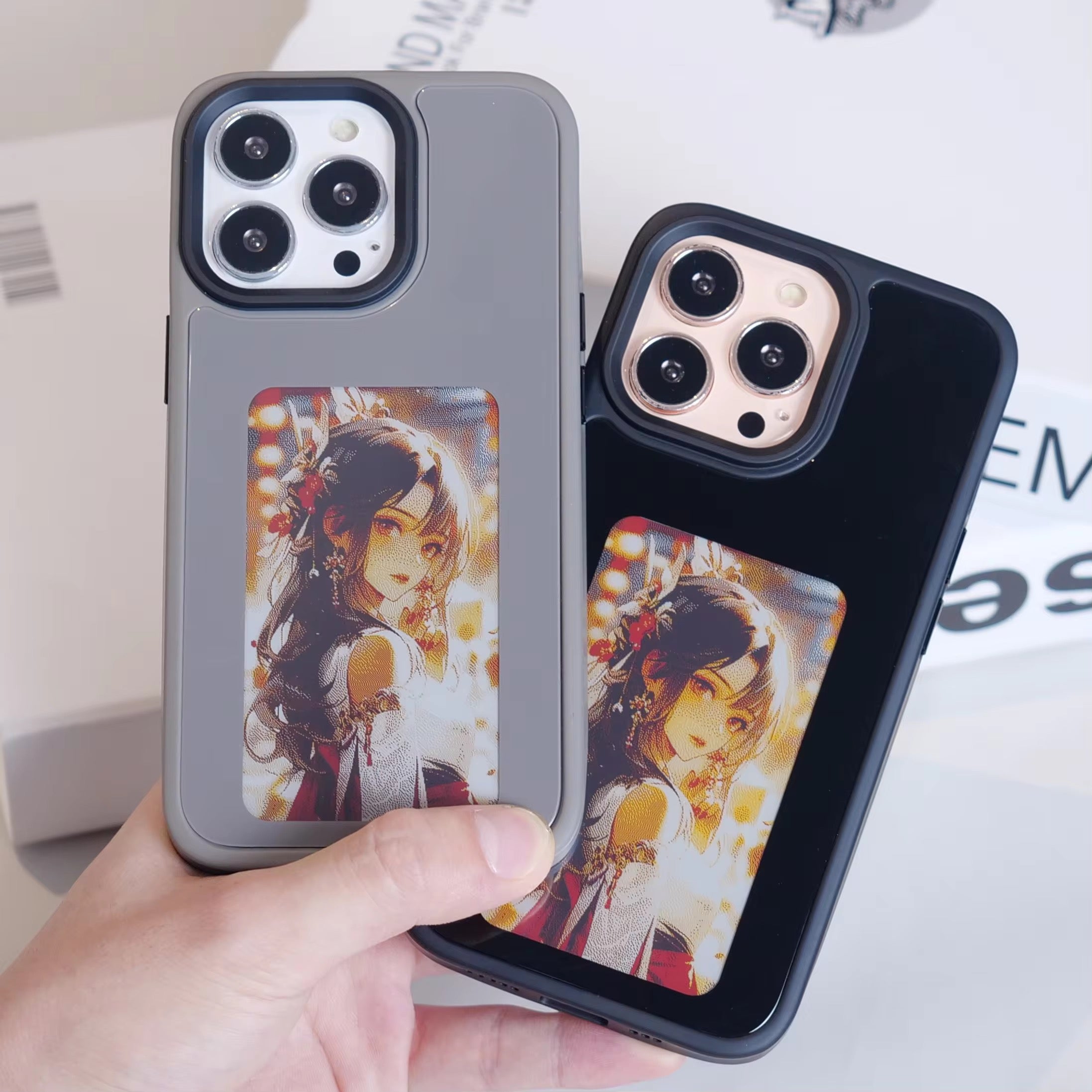Modern iPhone case for iphone 15 pro max cover featuring a smart screen that displays images or art via NFC connection
