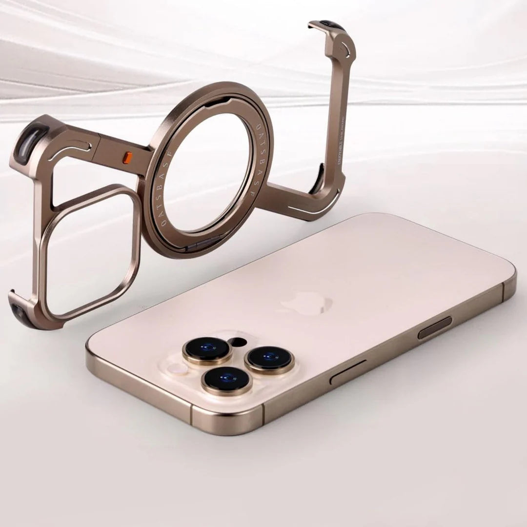 iPhone cover disassembled, showing the lightweight rose gold frame designed for minimal bulk for iphone 16 pro max cover