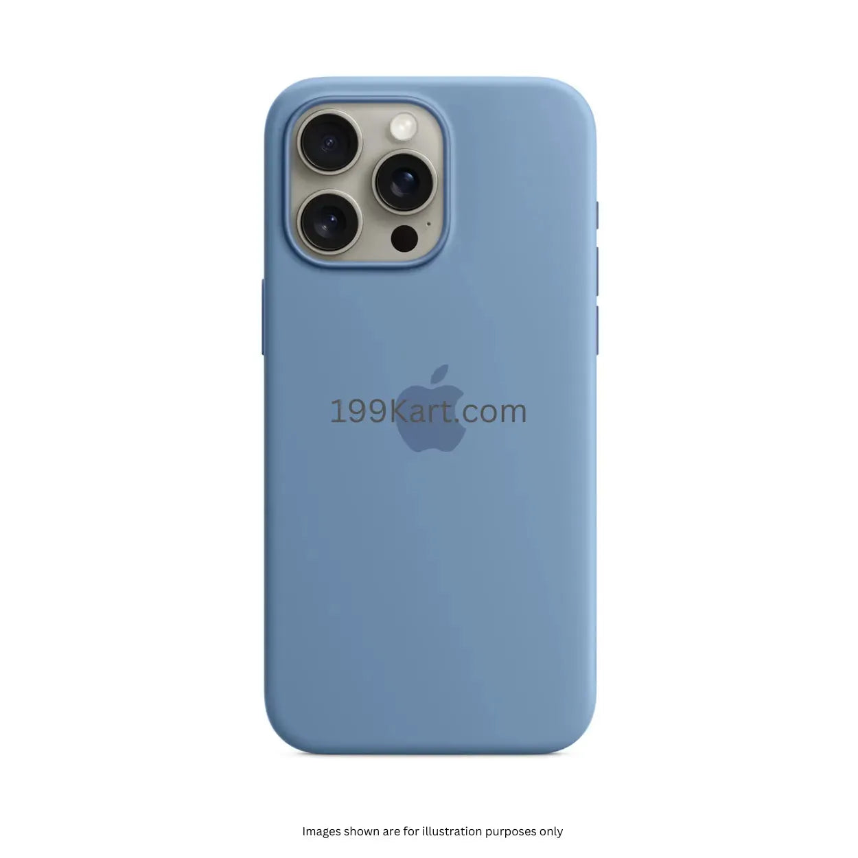 A stylish blue silicone iPhone cover with Apple signature design, iphone 15 pro max cases MagSafe support, and a smooth matte texture.