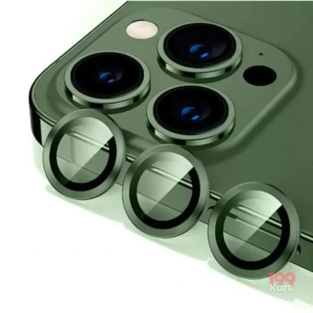  A premium metallic green camera lens for iphone that blends perfectly , offering scratch protection and a stylish look.