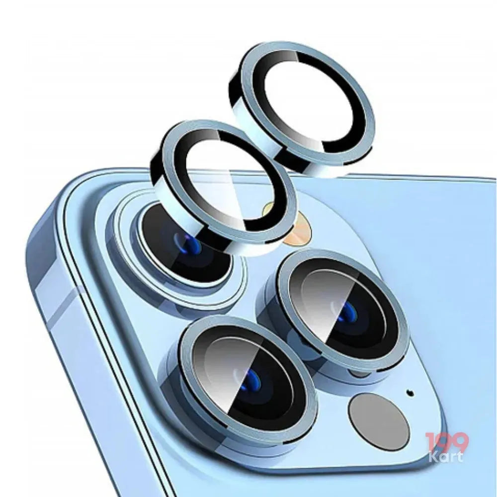  A sleek and durable camera lens for iphone with a metallic blue ring, designed to safeguard your camera.