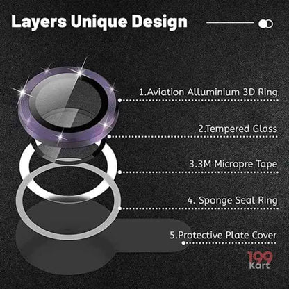 Premium 5 layer camera lens for iphone for iPhone featuring aviation aluminum 3D ring for ultimate durability and scratch resistance