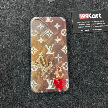 Glossy designer iPhone case with electroplated finish and iconic LV stone embossing for a premium feel for iphone 16 case